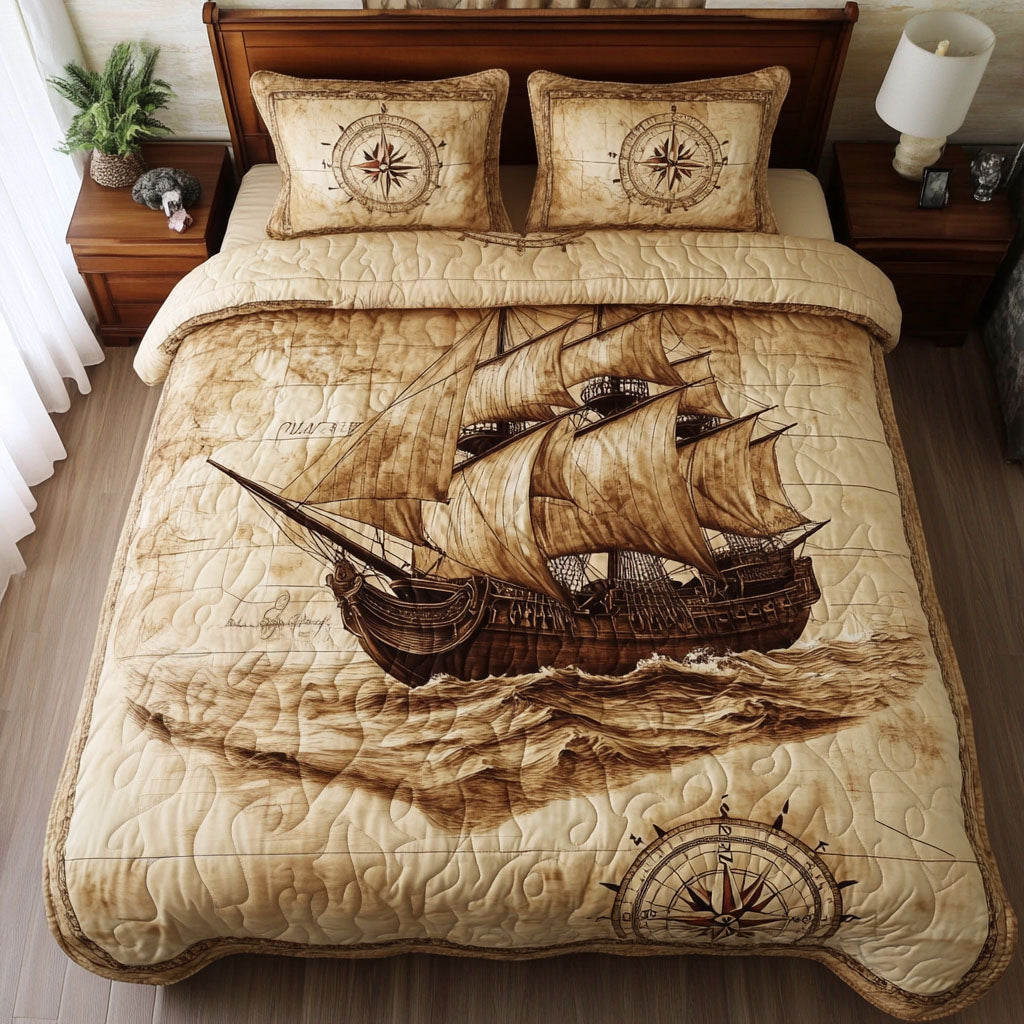 Compass Journey Quilted Bedding Set Best Bedspread Set Gifts For Sailboat Owners