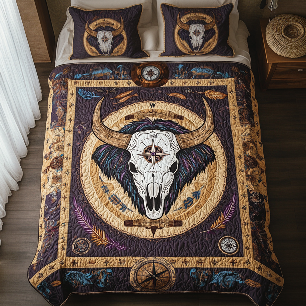 Compass Of The Wild Quilted Bedding Set Perfect Bedding Gift Set for Holiday Celebrations