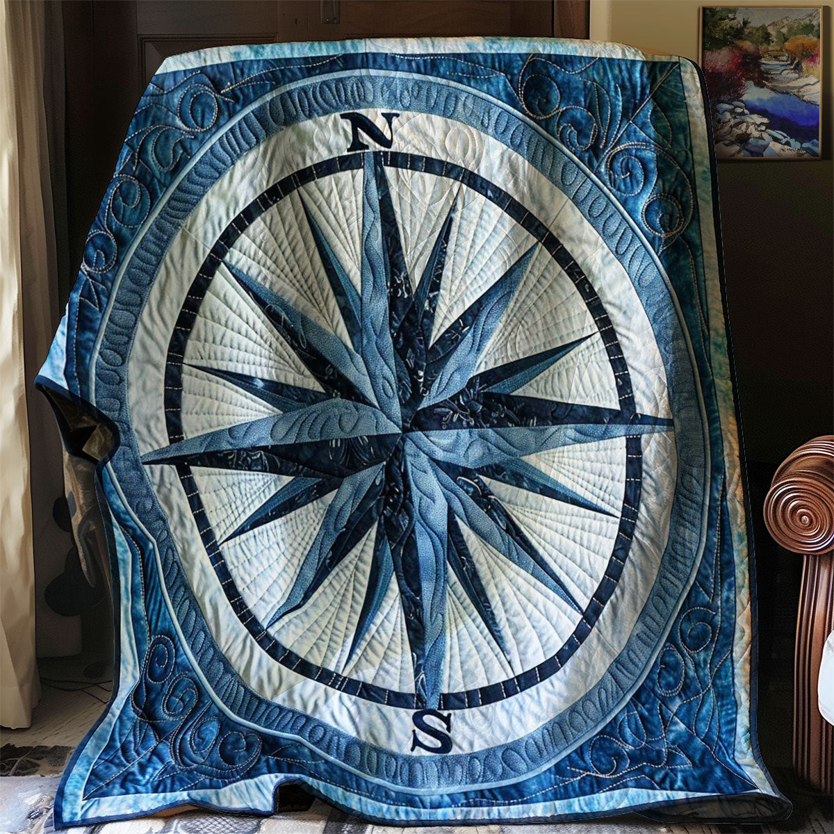 Compass Quilt Blanket Luxury Throw Blankets Stepdad Gifts For Father's Day