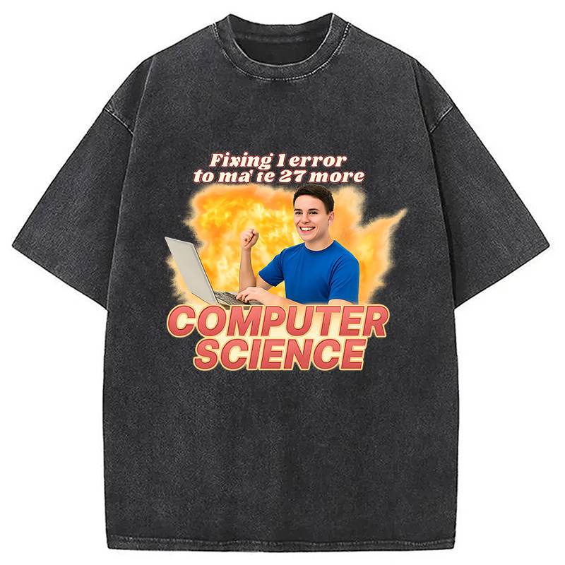 Computer Science Error Meme Washed T-Shirt Unique Aesthetic Fashion Tee Gifts For Brother