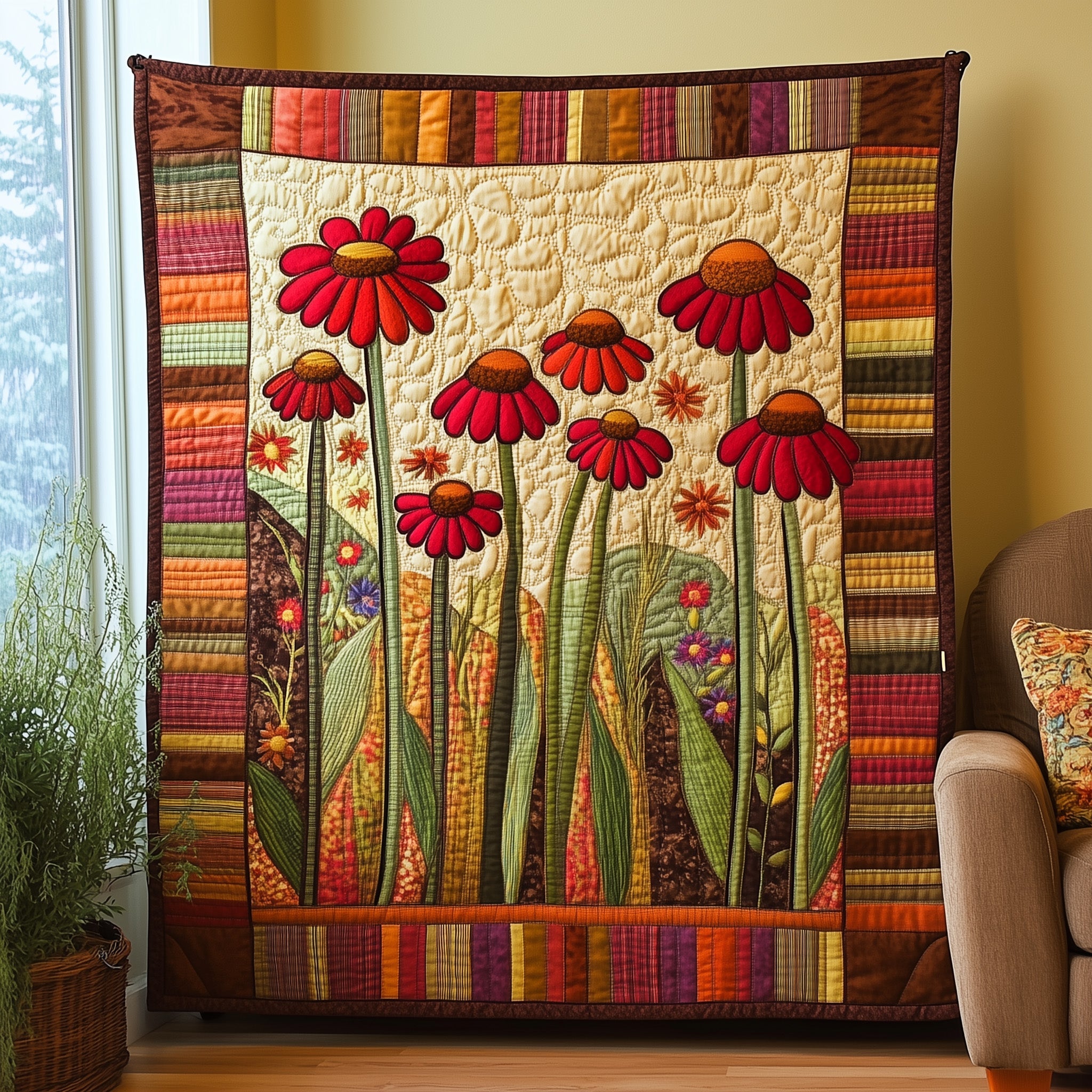 Coneflower Meadow Quilted Blanket Sofa Throw BlanketChristmas Gift Ideas For Wife
