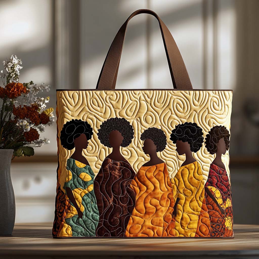 Confident Black Muse Quilted Tote Bag African American Gifts For Her
