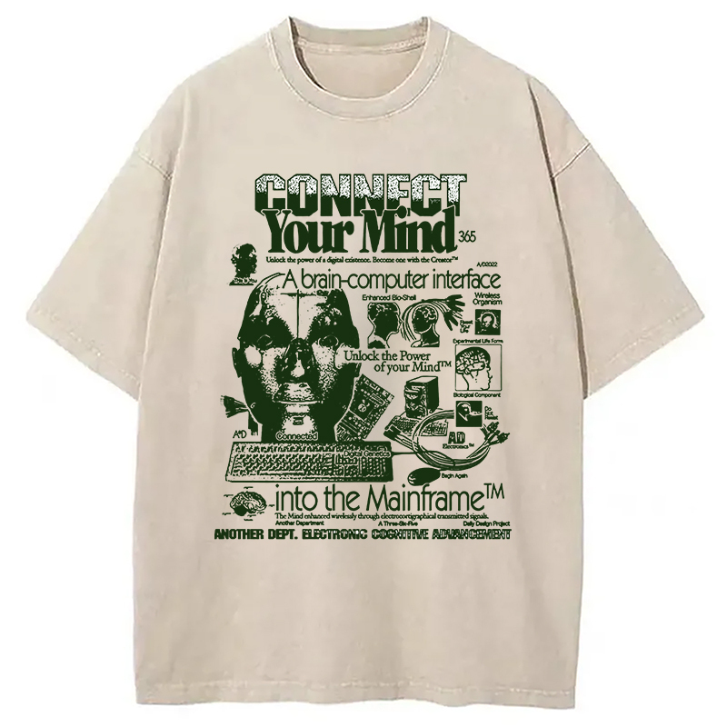 Connect Your Thoughts Washed T-Shirt Soft Comfortable Daily T Shirt Gifts For Best Friend