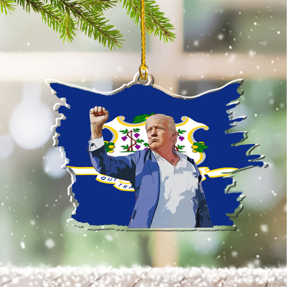 Connecticut for Trump 2024 Ornament Shape Donald Trump Fight Ornament for Christmas