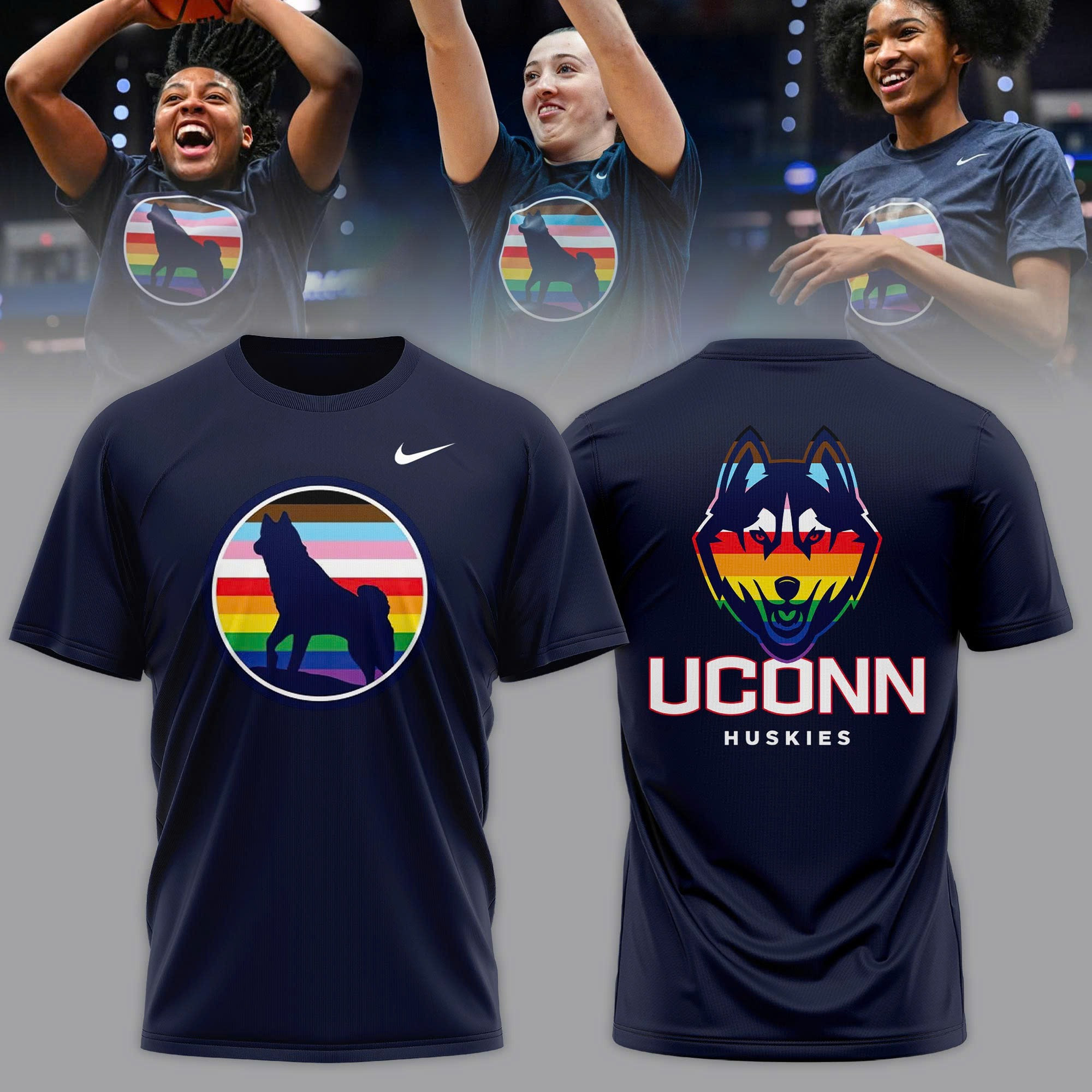 Connecticut Uconn Huskies Pride Rainbow Shirt Pride Merch Uconn Huskies Fan Gifts