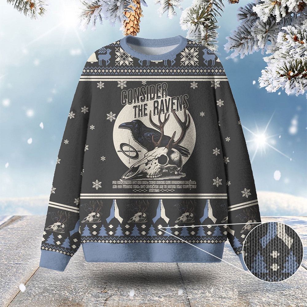 Consider The Ravens Ugly Christmas Sweater Holiday Clothing Christmas Gifts For Raven Lovers