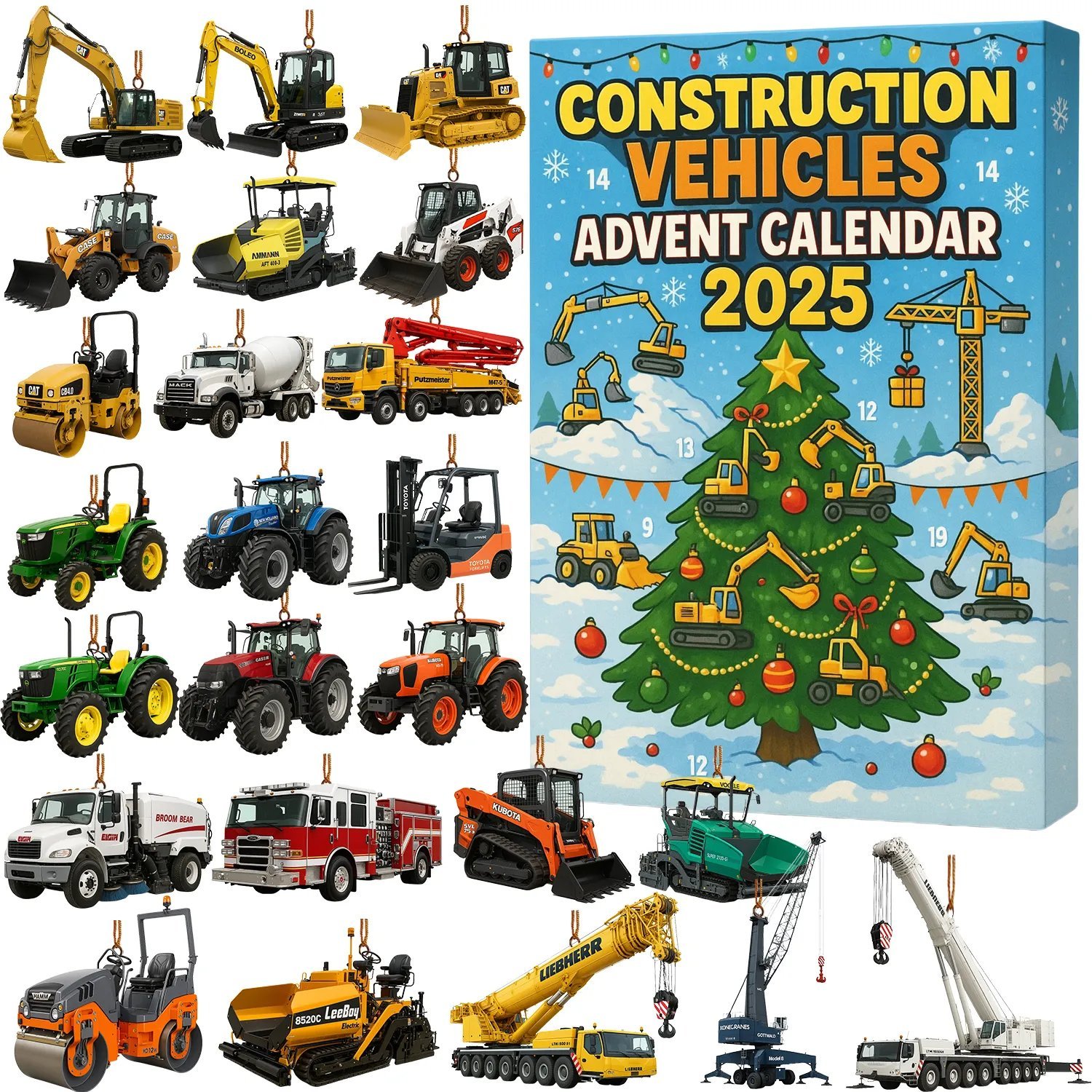 Construction Vehicles Advent Calendar Home Decor Xmas Countdown Christmas Gift Ideas