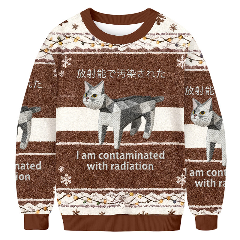 Contaminated With Radiation Cat Christmas Ugly Sweater Xmas Wear Gift Idea For Car Owner
