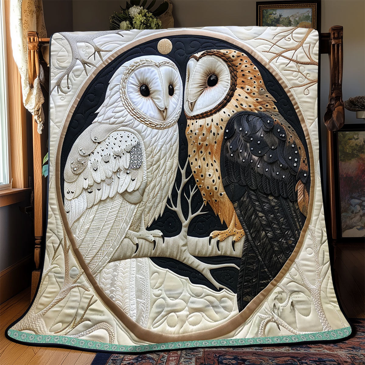 Contrast Owl Couple Quilt Blanket Couch Blanket Good Gifts For Mom Birthday