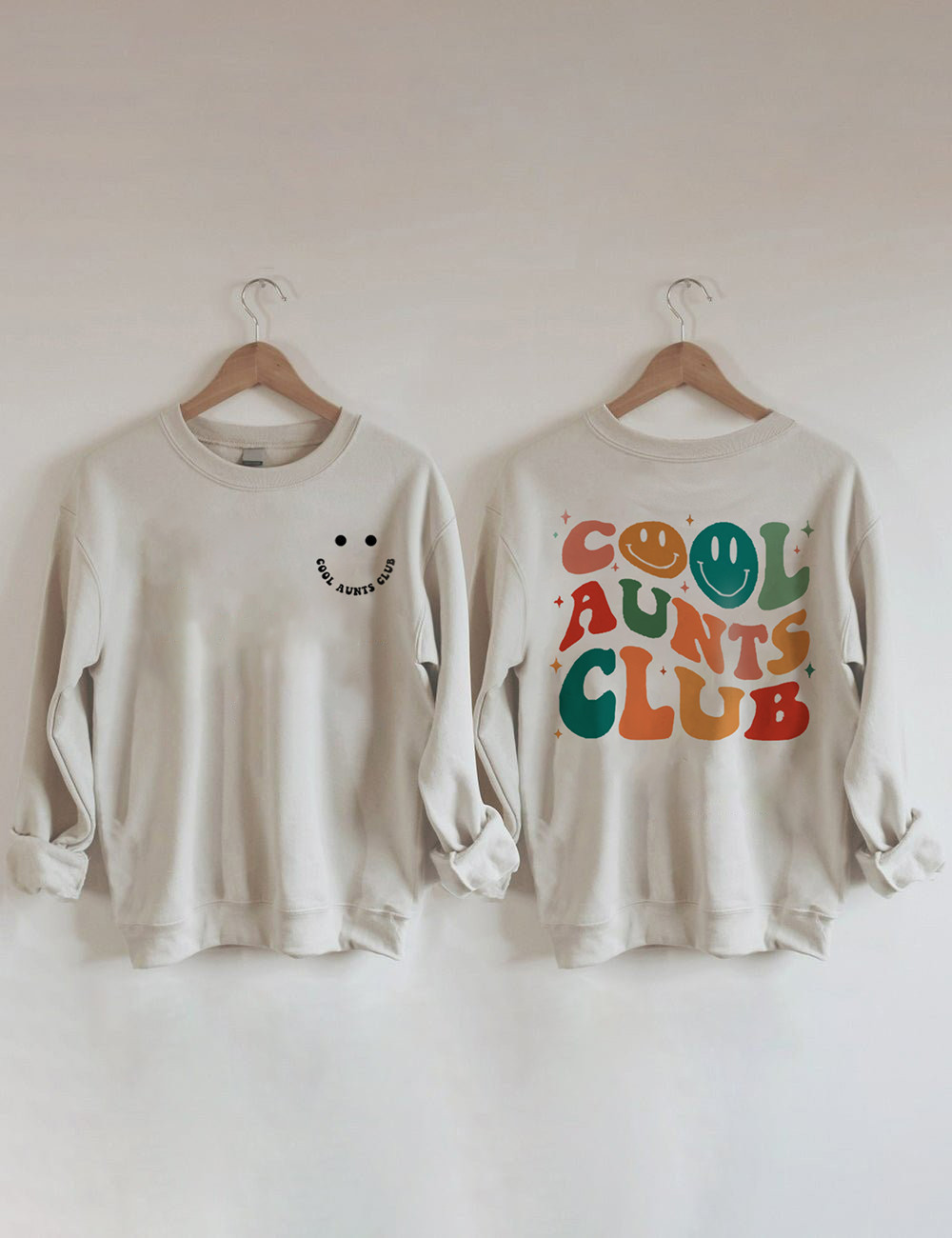 Cool Aunts Club Sweatshirt Smiley Face Pattern Funny Sweatshirt Unique Gifts For Women