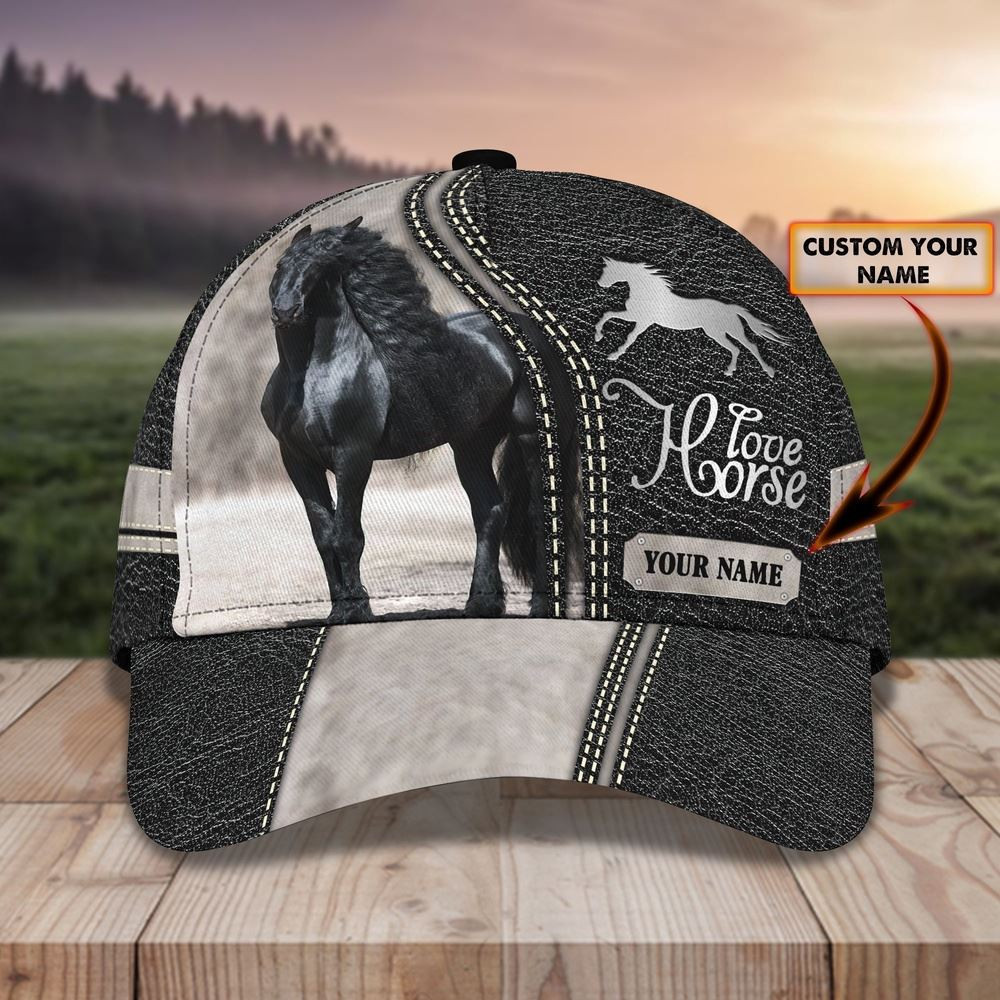 Cool Black Horse Pattern Customized Name Cap Farm Cap Farmer Baseball Cap Gift For Farmer