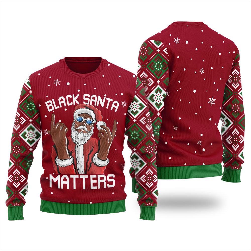 Cool Black Santa Matters Ugly Christmas Sweater Holiday Gift Merch That Everyone Will Adore