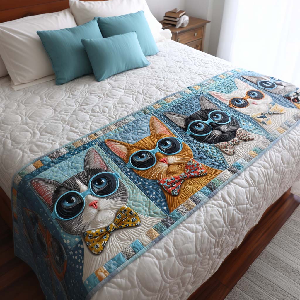 Cool Cats Quilted Bed Runner Bed Decorations Cat Presents Christmas
