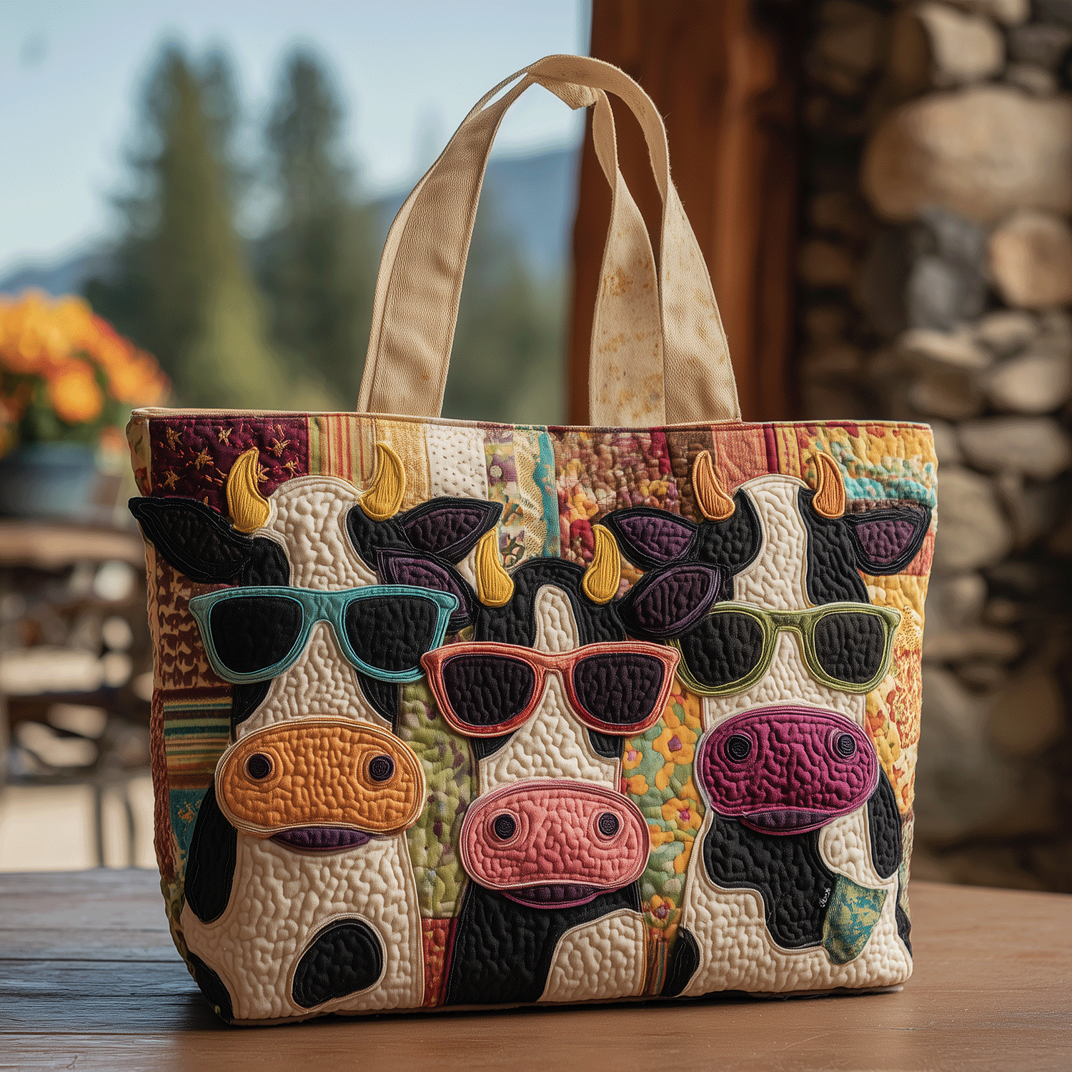 Cool Cows Quilted Tote Bag Gifts For Cow Lovers
