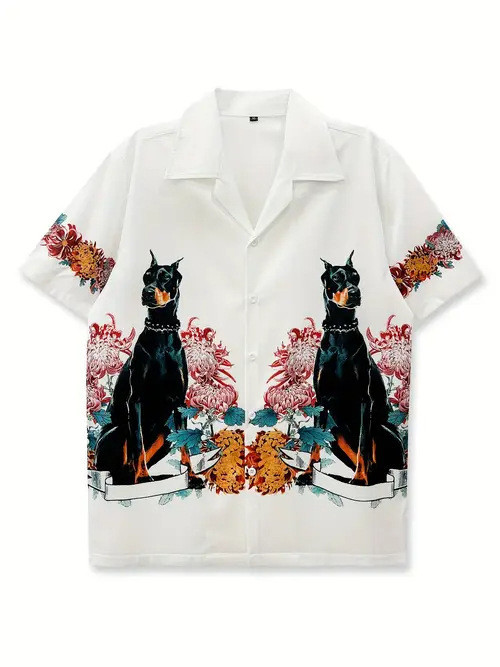 Cool Dogs Watching Hawaiian Shirt Japanese Art Shirt Gifts For Dog Owners