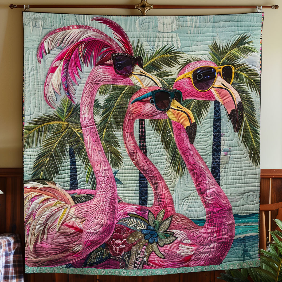 Cool Flamingo Shades Quilt Beautiful Quilt Blanket Gift for Cozy Living