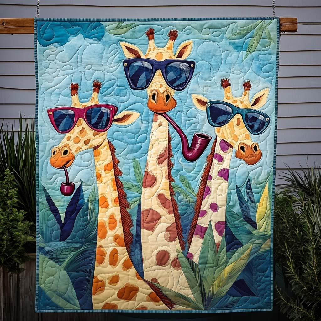 Cool Giraffe Trio Quilted Blanket Giraffe Birthday Presents