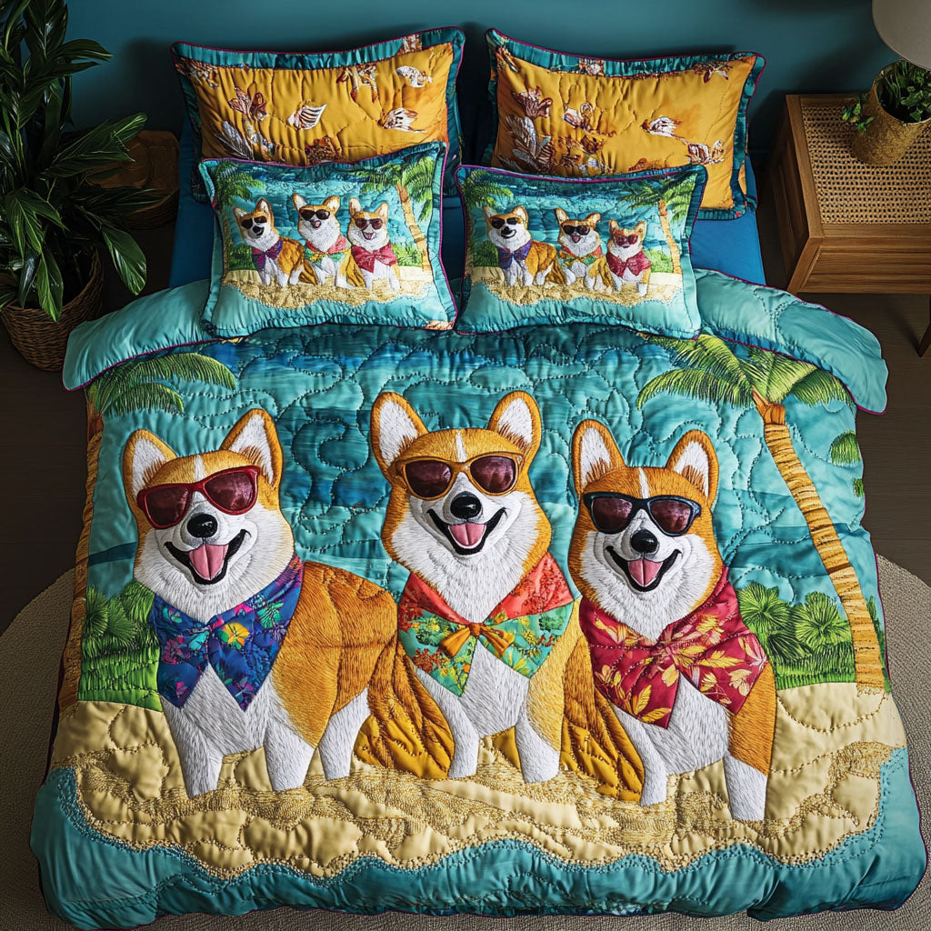 Cool Pup Crew Quilted Bedding Set Personalized Bedding Set Gift for Couples