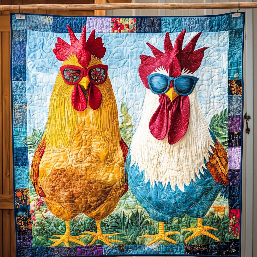 Cool Roosters Quilted Blanket Presents For Chicken Love