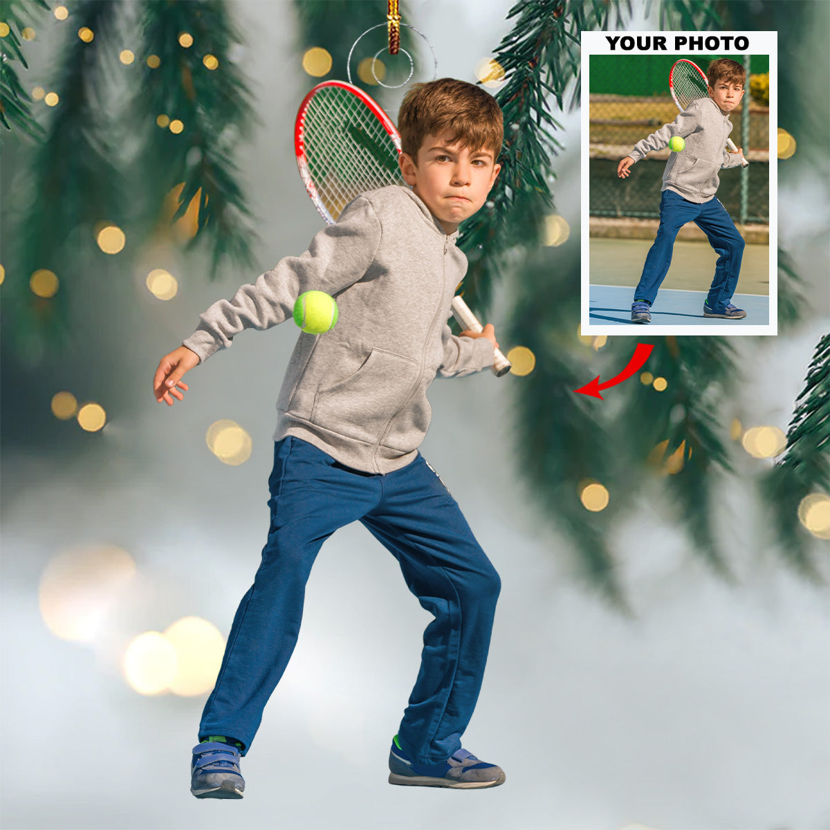 Cool Shot Bro Hit It Again Personalized Photo Mica Ornament Christmas Gift For Tennis