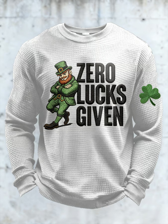 Cool St Patrick'S Day Shirts Leprechaun Zero Lucks Given Long Sleeve T Shirt Fun Irish Gifts