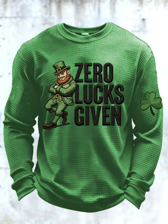 Cool St Patrick'S Day Shirts Leprechaun Zero Lucks Given Long Sleeve T Shirt Fun Irish Gifts