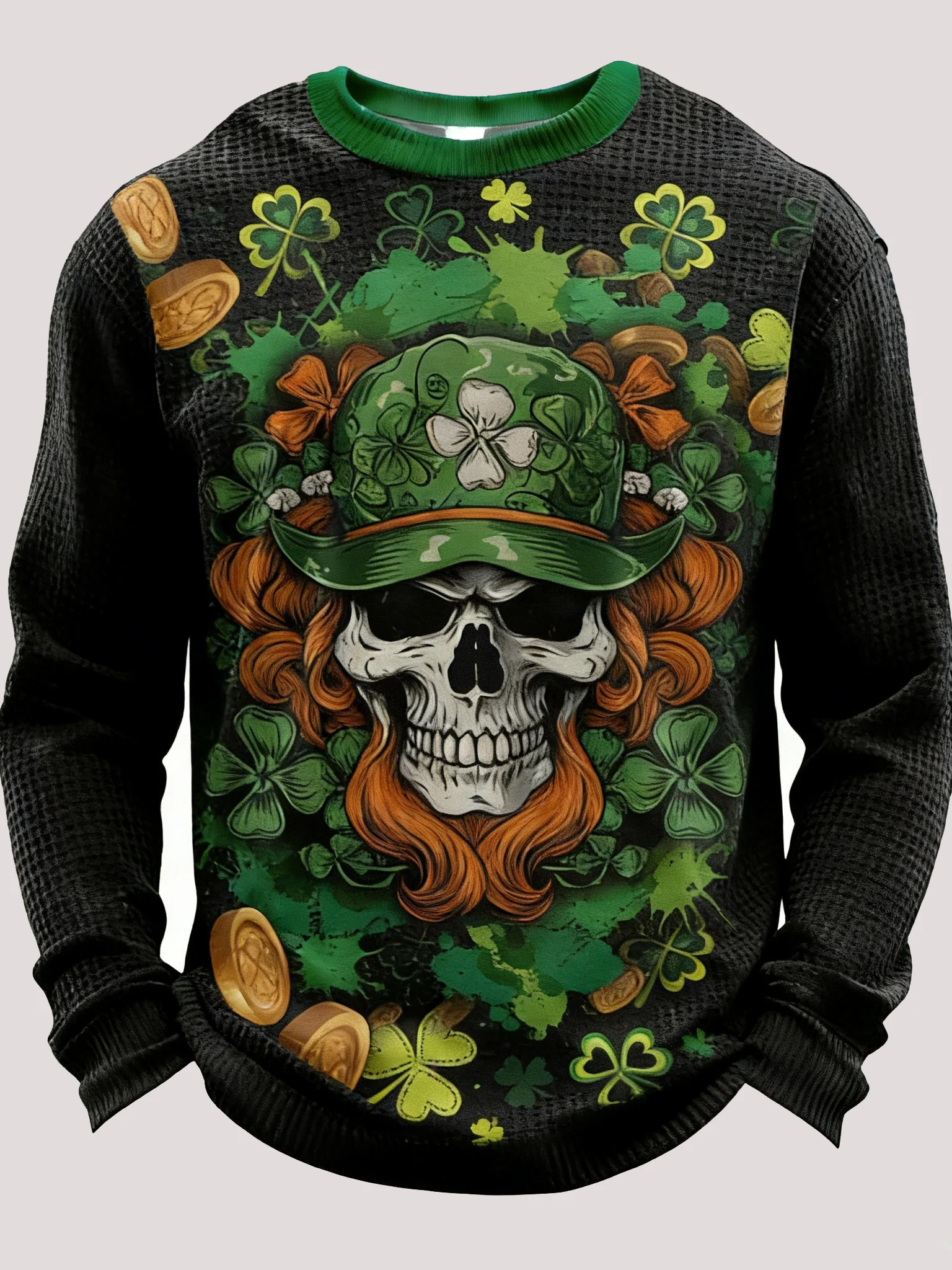 Cool St Patrick'S Day Skull Lucky Shamrock Day Long Sleeve T Shirt Green Holiday Gift Ideas