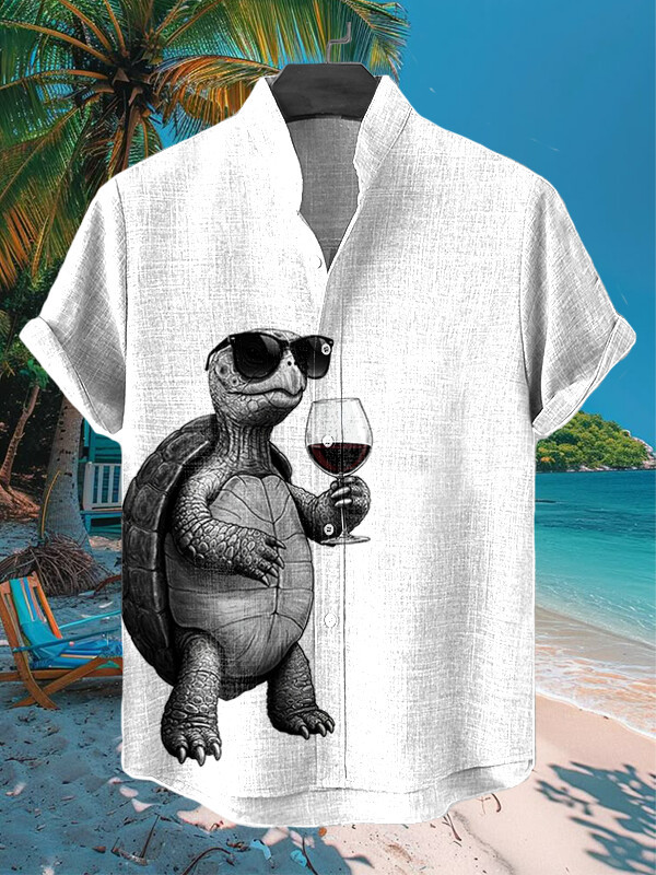 Cool Turtle Drinking Red Wine Art Hawaiian Shirt Gift For Turtle Lovers