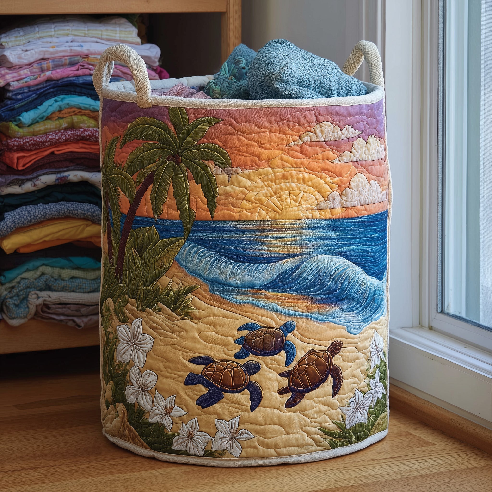 Cool Turtle Quilted Laundry Basket Lovely Gifts For Turtle Lovers