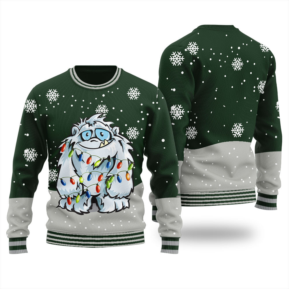 Cool Yeti Xmas Sweatshirts Forest Green Seasonal Gift Merch for Cozy Christmas Vibes