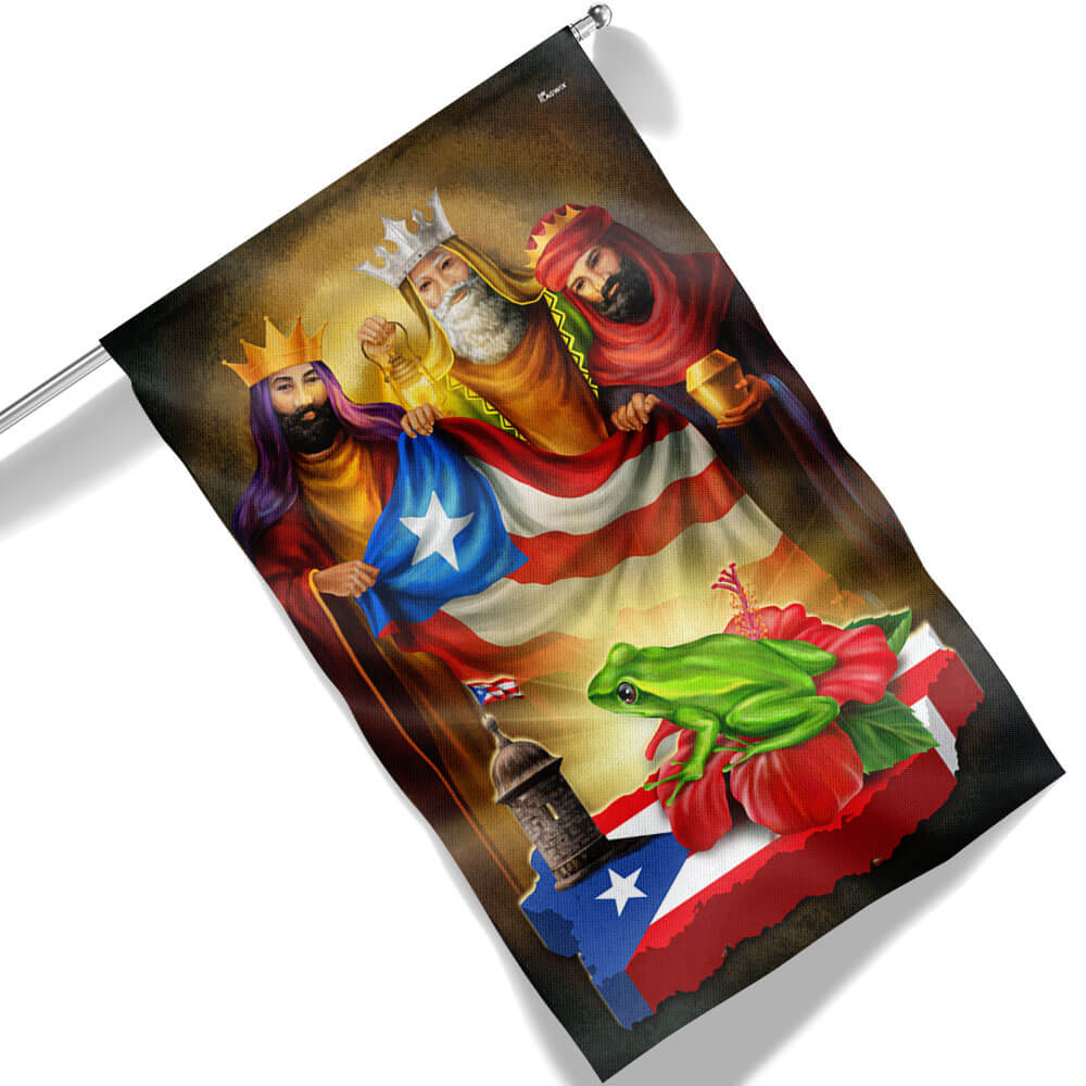 Coqui Frog Three Kings Christmas Puerto Rico Flag
