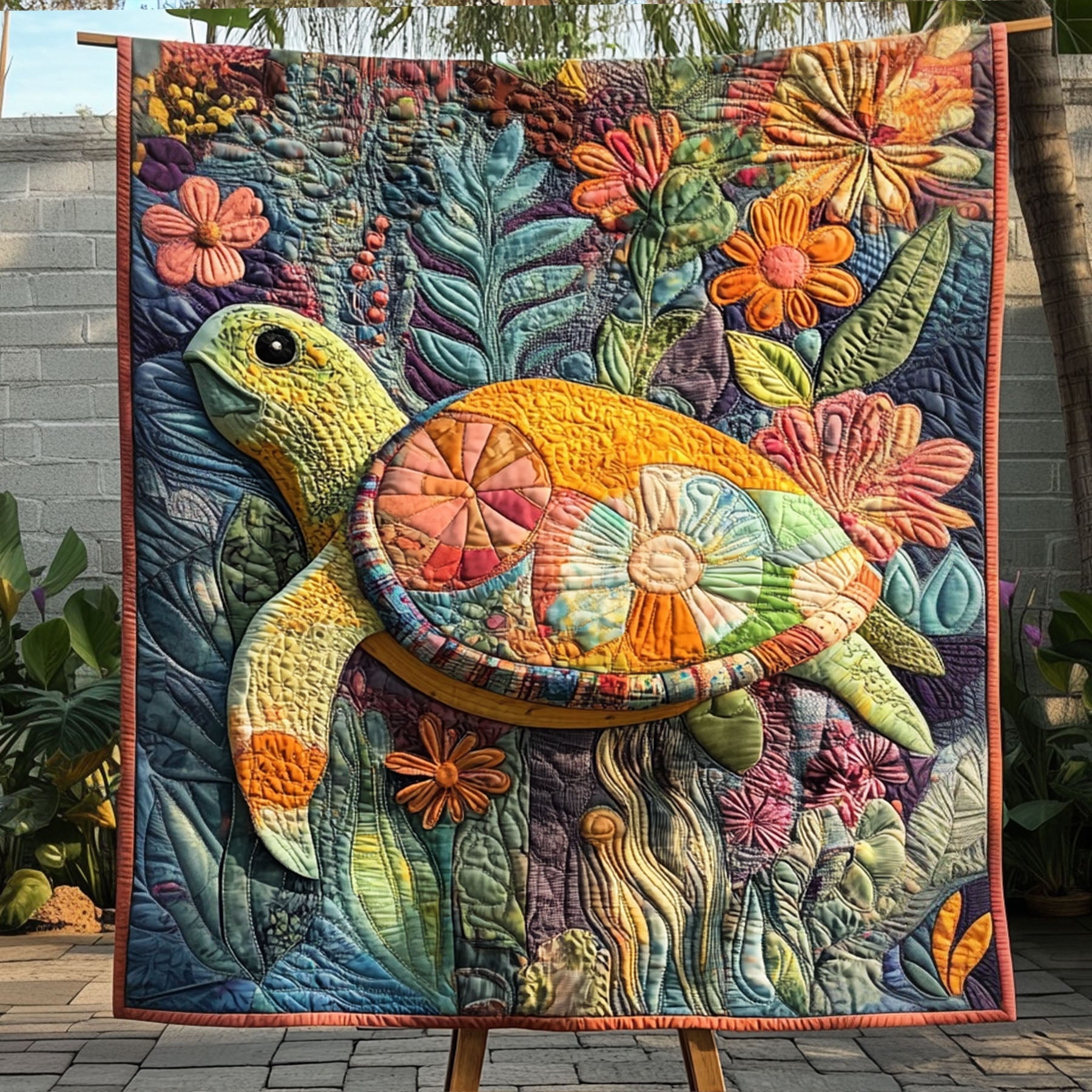 Coral Bliss Quilted Blanket Nice Throw Blanket Turtle Themed Gifts For Adults