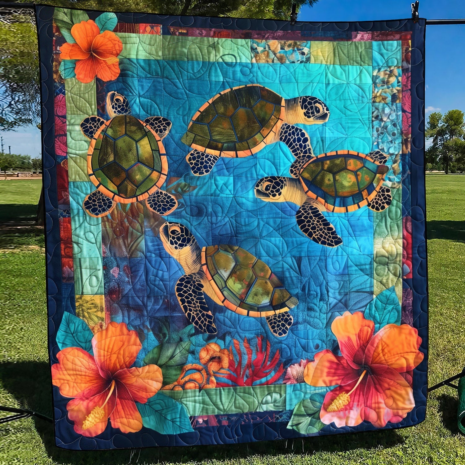 Coral Cove Quilted Blanket Turtle Gifts For Adults