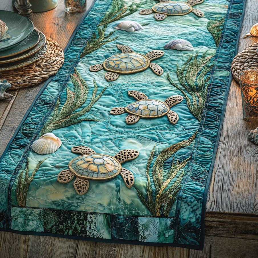 Coral Dreamer Quilted Table Runner Dining Room Table Decor Ideas Turtle Present Ideas