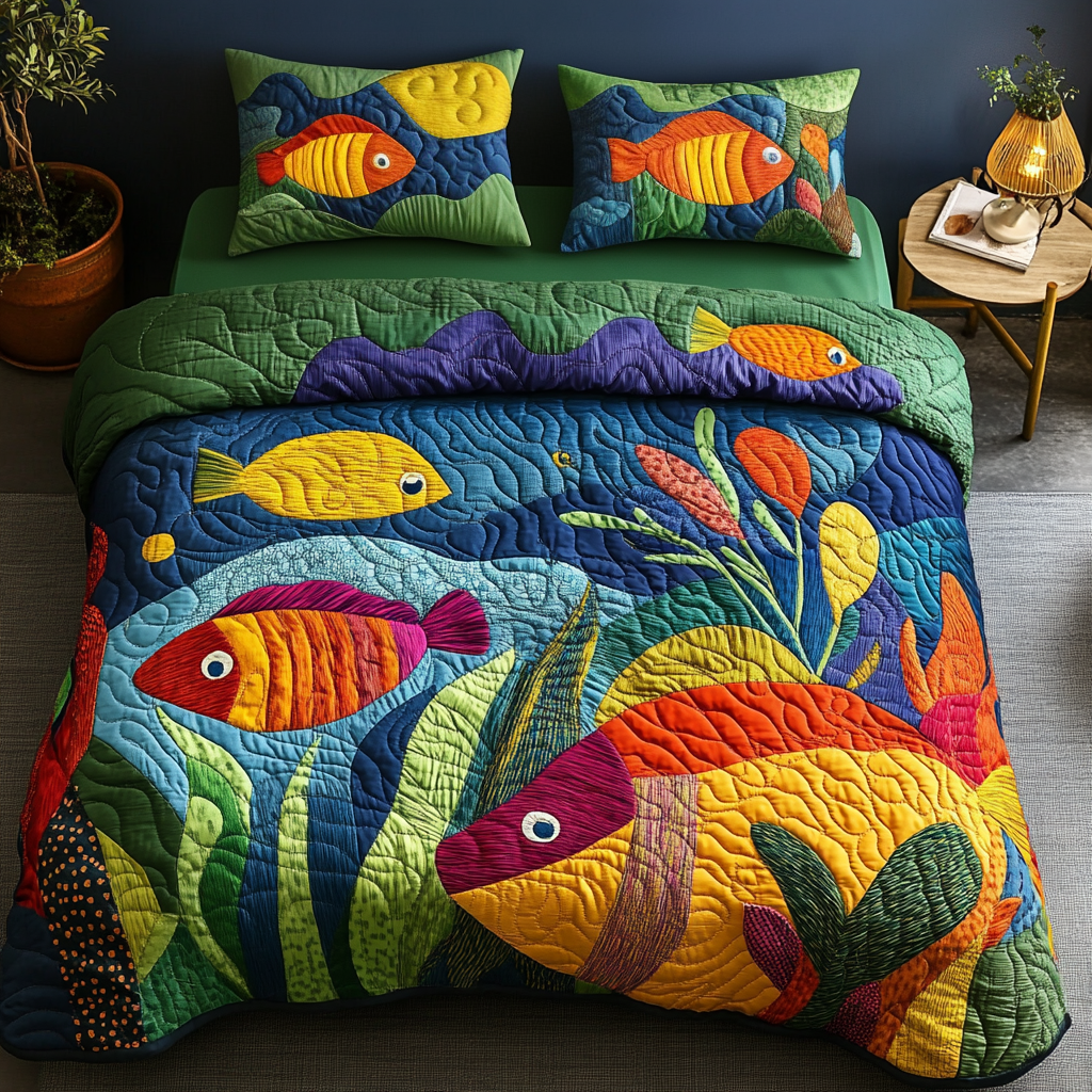 Coral Dreams Quilted Bedding Set Bed Decor Ideas Gift Ideas For Fish Lovers