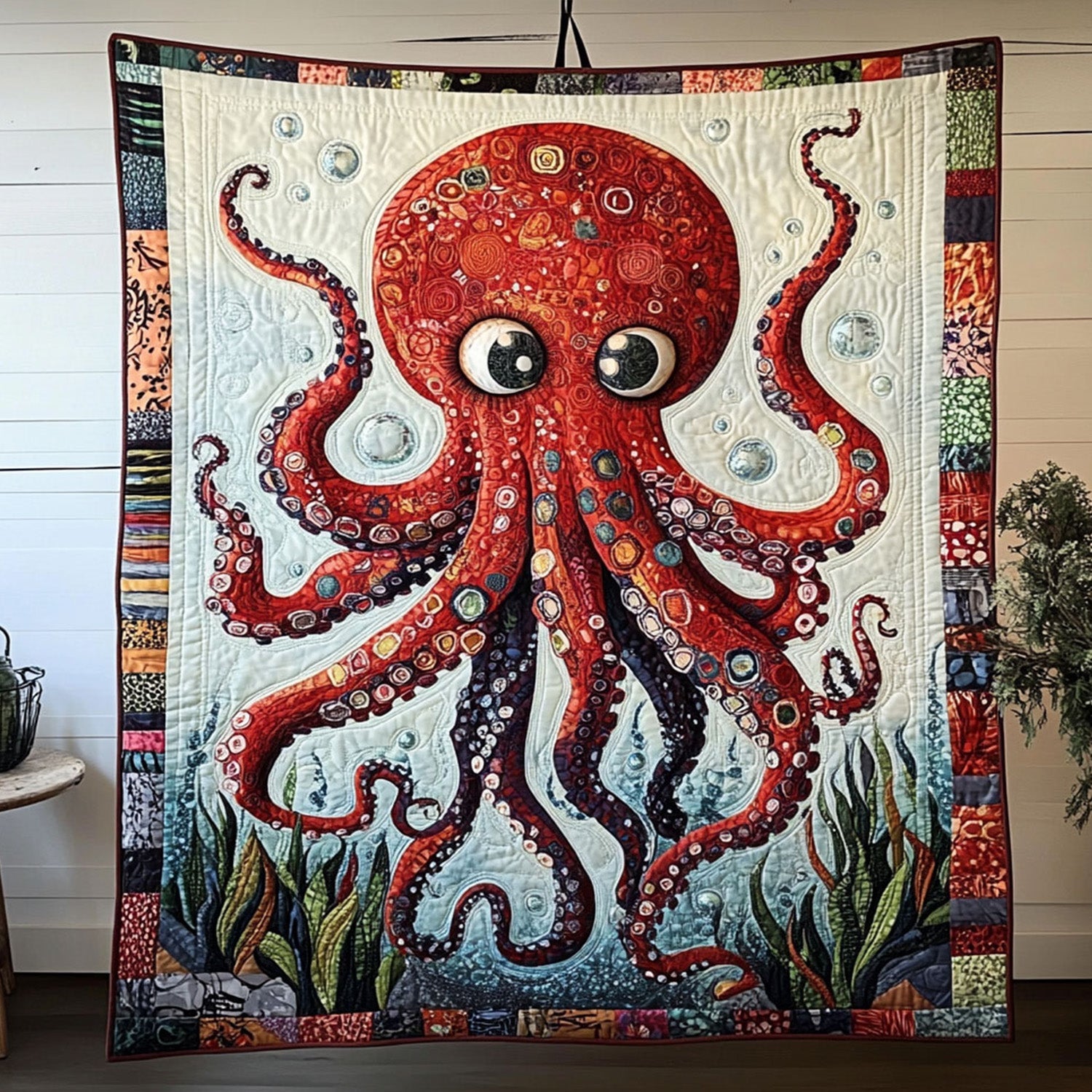 Coral Embrace Quilted Blanket Winter Decor Blanket Octopus Novelty Gifts