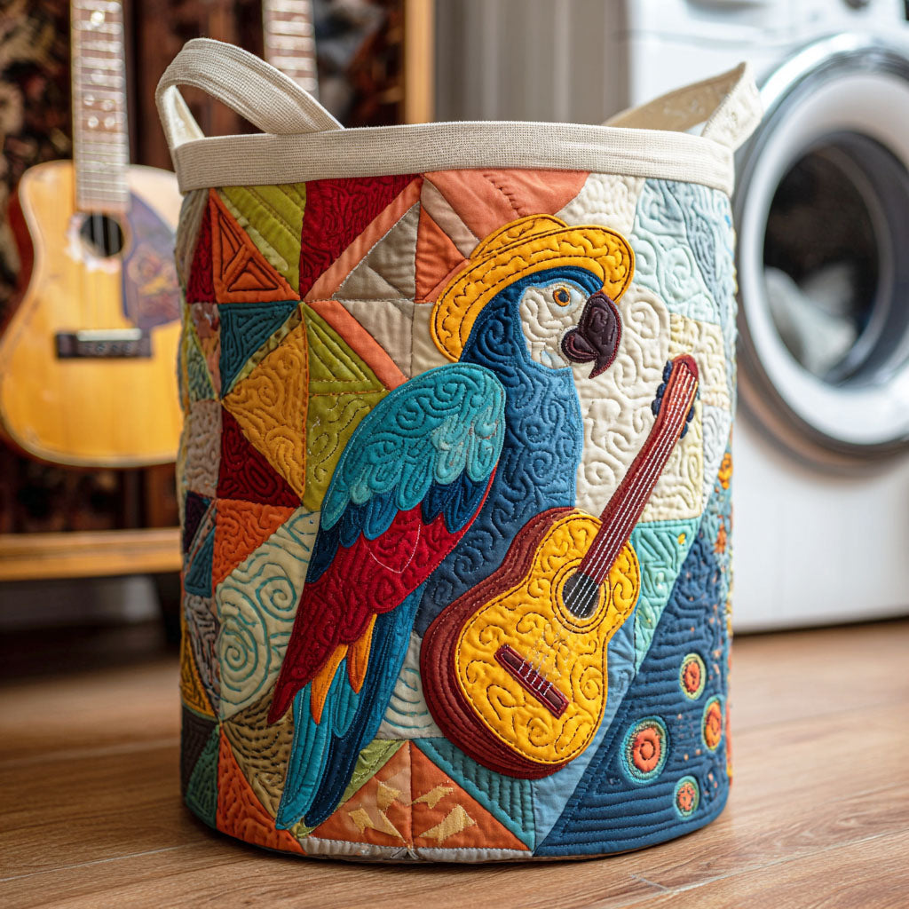 Coral Feather Quilted Laundry Basket Birthday Merch Gift