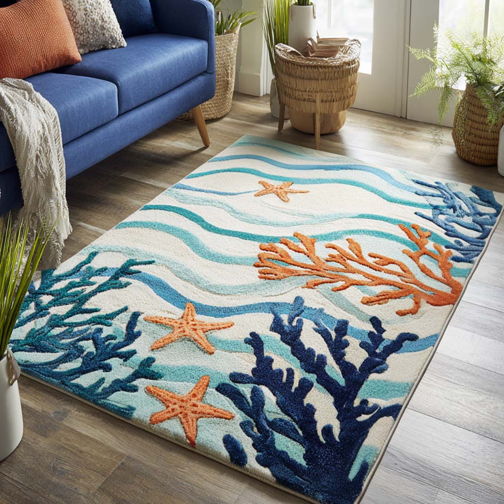 Coral Reef Area Rug Christmas Entryway Decor Gift For Ocean Lover