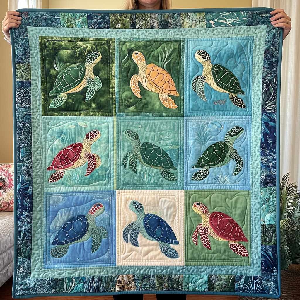 Coral Reef Comfor Quilted Blanket Unique Gifts For Turtle Lovers