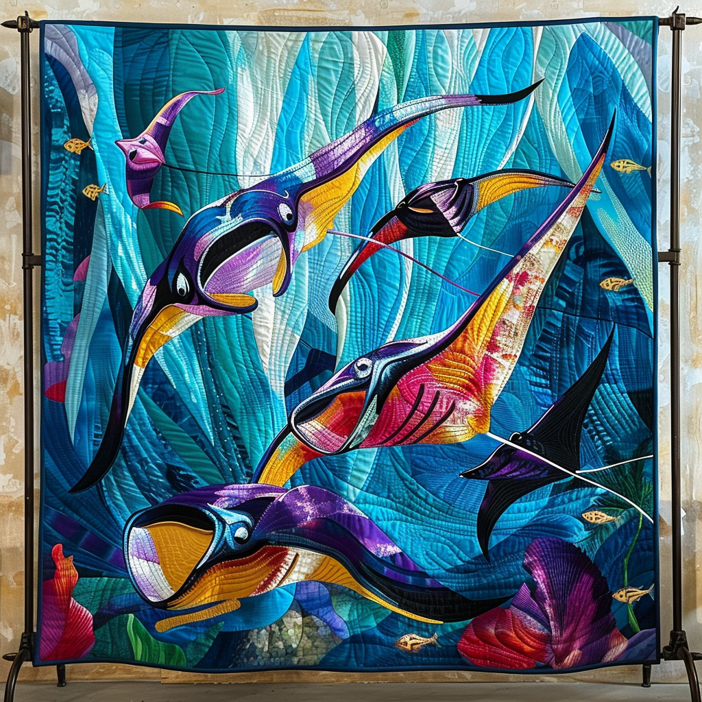 Coral Reef Majesty Quilted Blanket Gift For Ocean Lover