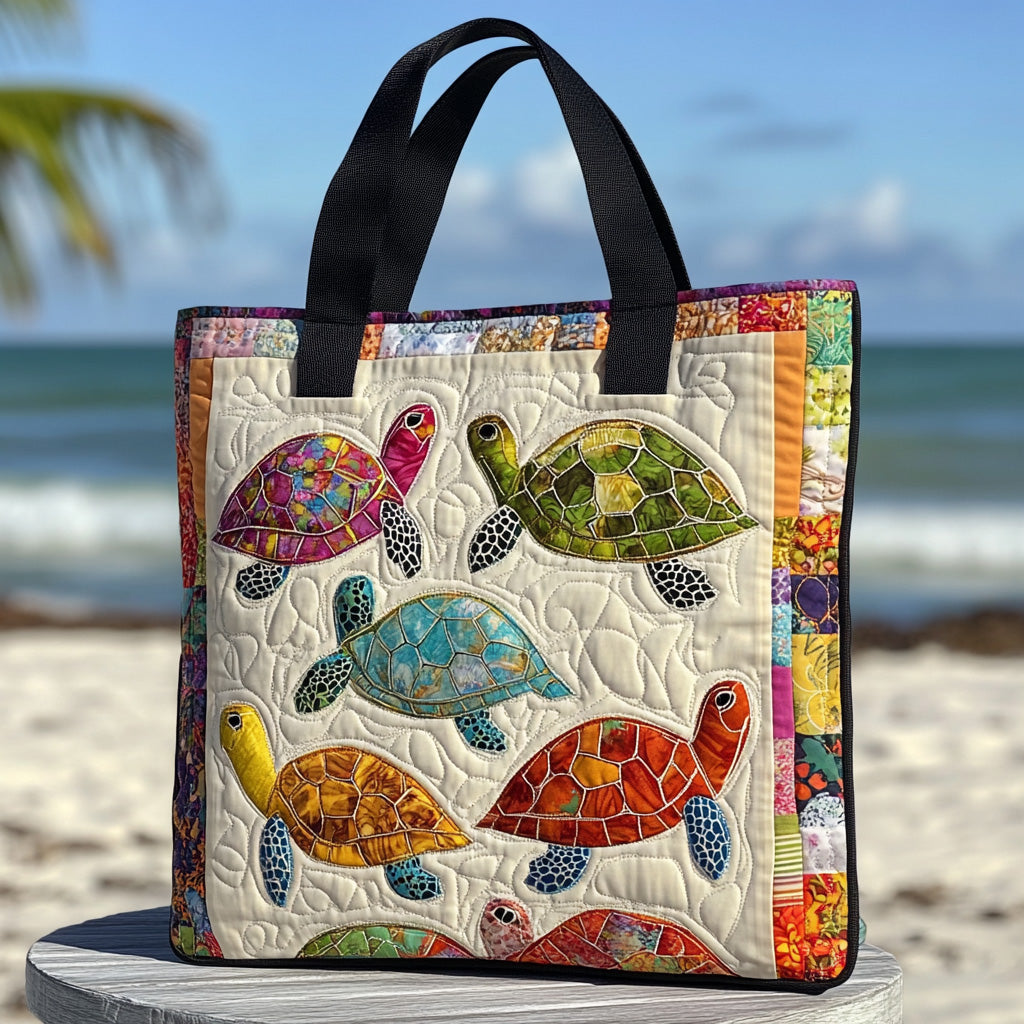 Coral Trail Quilted Tote Bag Sea Turtle Gifts For Him
