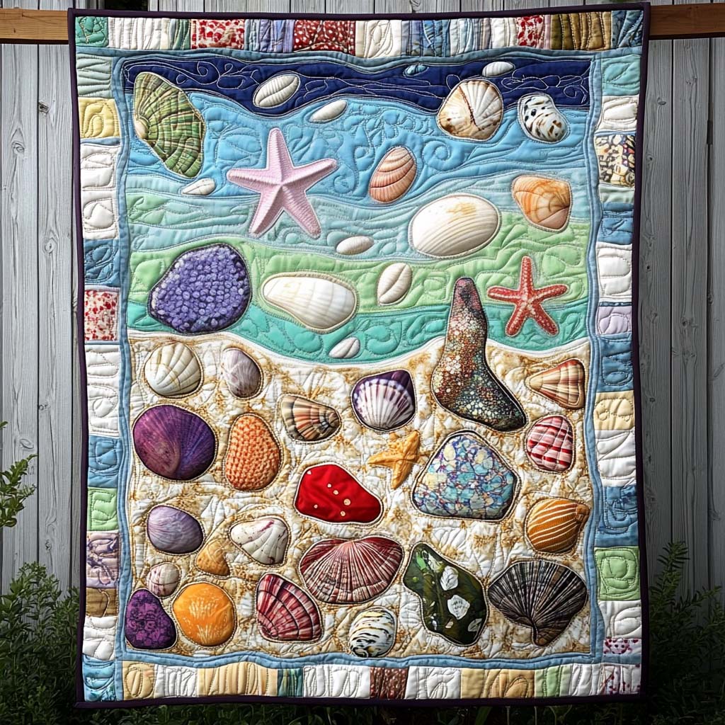 Coral Treasures Quilted Blanket Christmas Gift Blanket