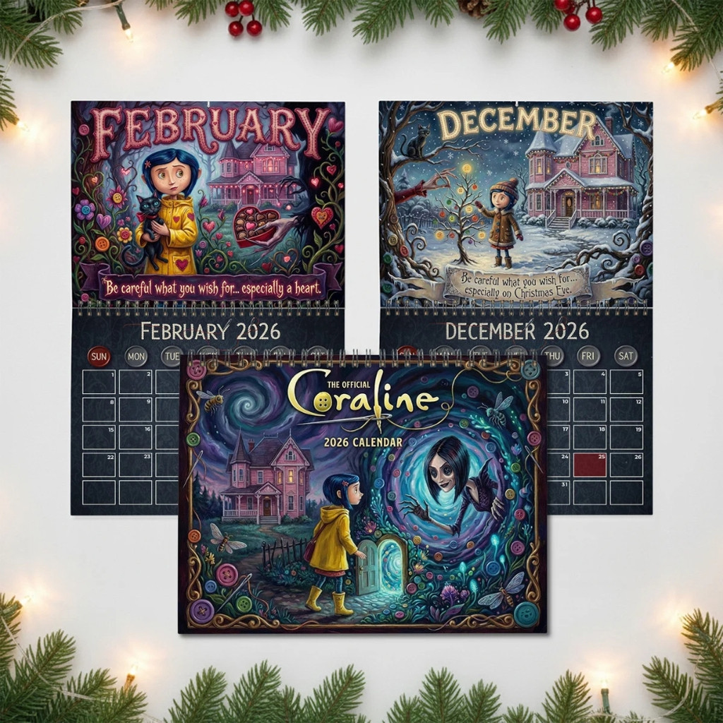 Coraline 2026 Wall Calendar Official Illustrated Movie Art Collection Calendar Coraline Merch