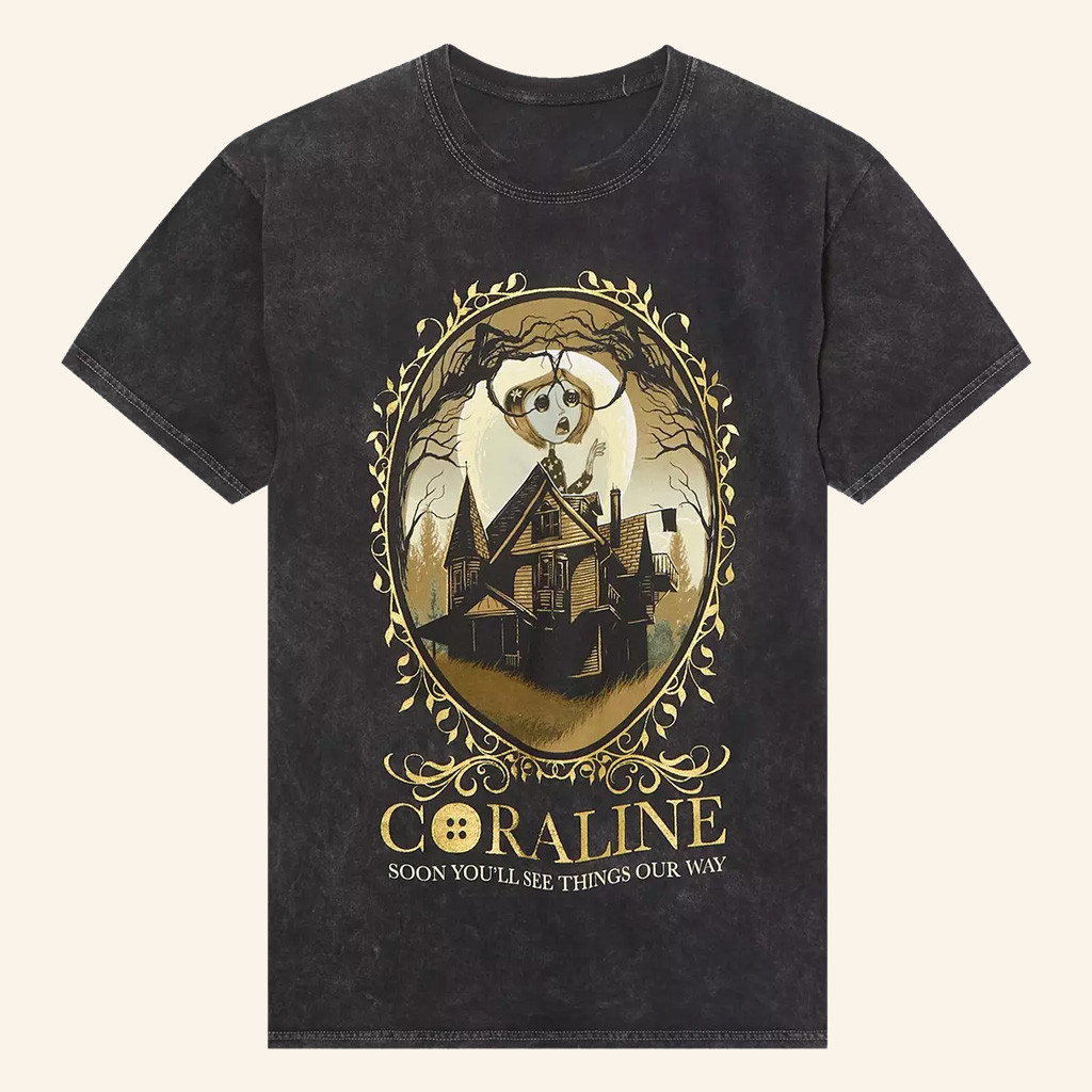 Coraline Merch Coraline Gold Portrait Mineral Wash T-Shirt Christmas Gifts For Daughter