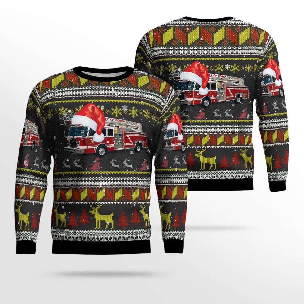 Corbin Fire Department Corbin Kentucky Christmas AOP Ugly Sweater Xmas Unisex Sweater Christmas Gifts For Men Women