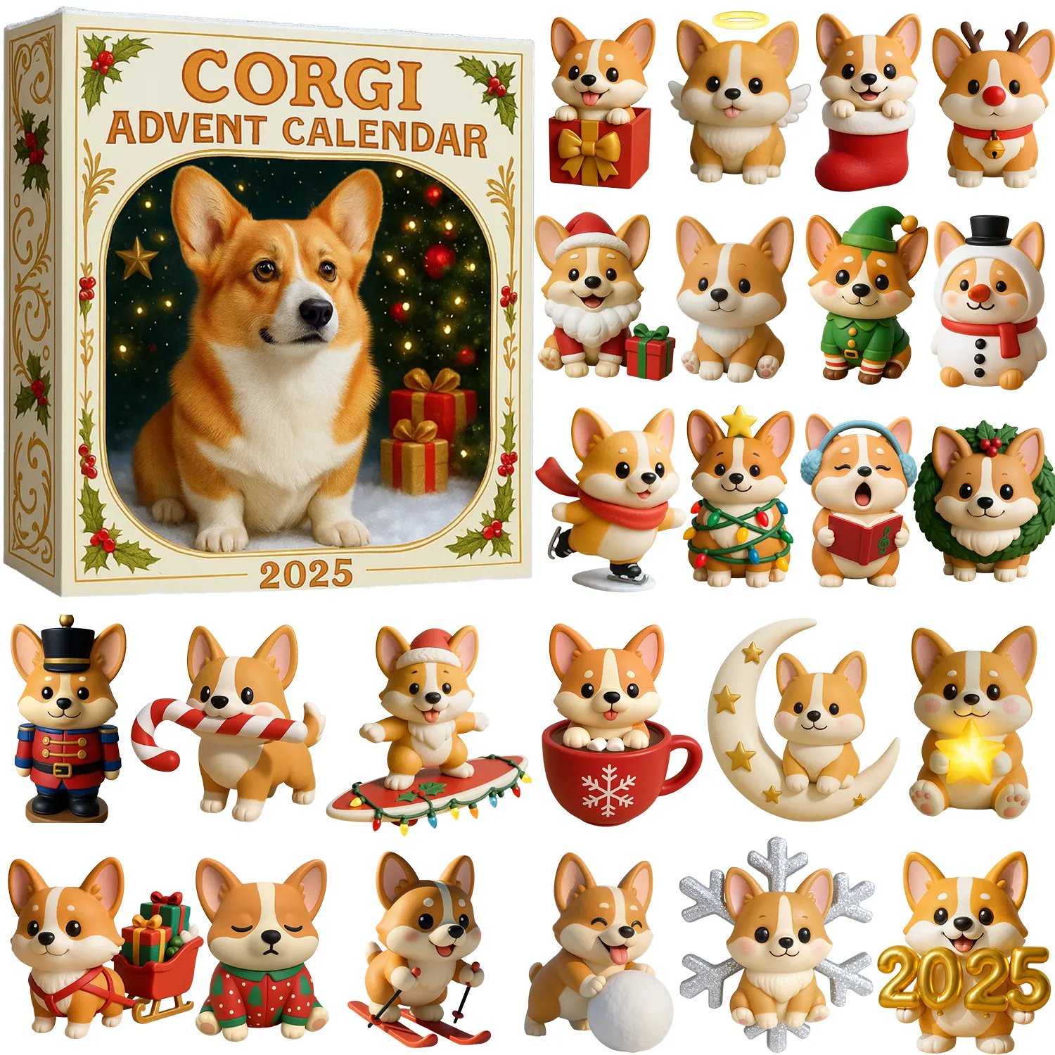 Corgi Advent Calendar 2025 Animal Themed Christmas Advent Calendar Xmas Gifts For Corgi Lovers