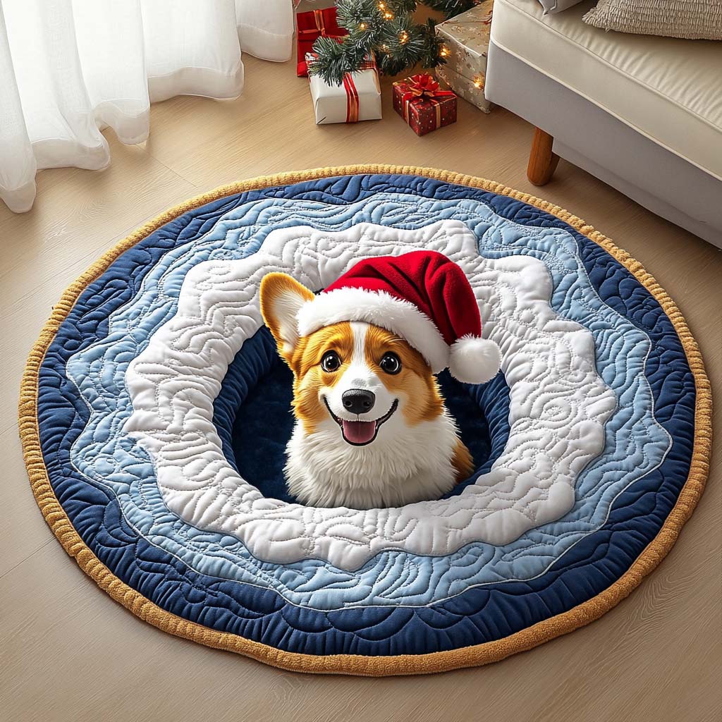 Corgi Charm Quilted Round Mat Trendy Quilted Round Mat That Adds Charm