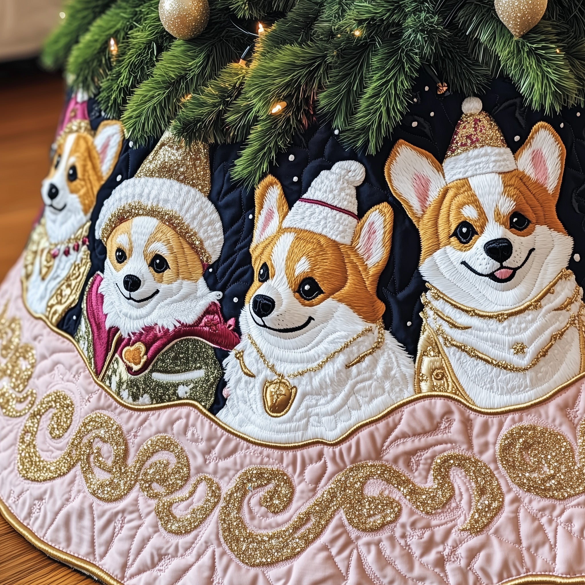Corgi Charm Quilted Tree Skirt Festive Tree Skirt Gift Choice