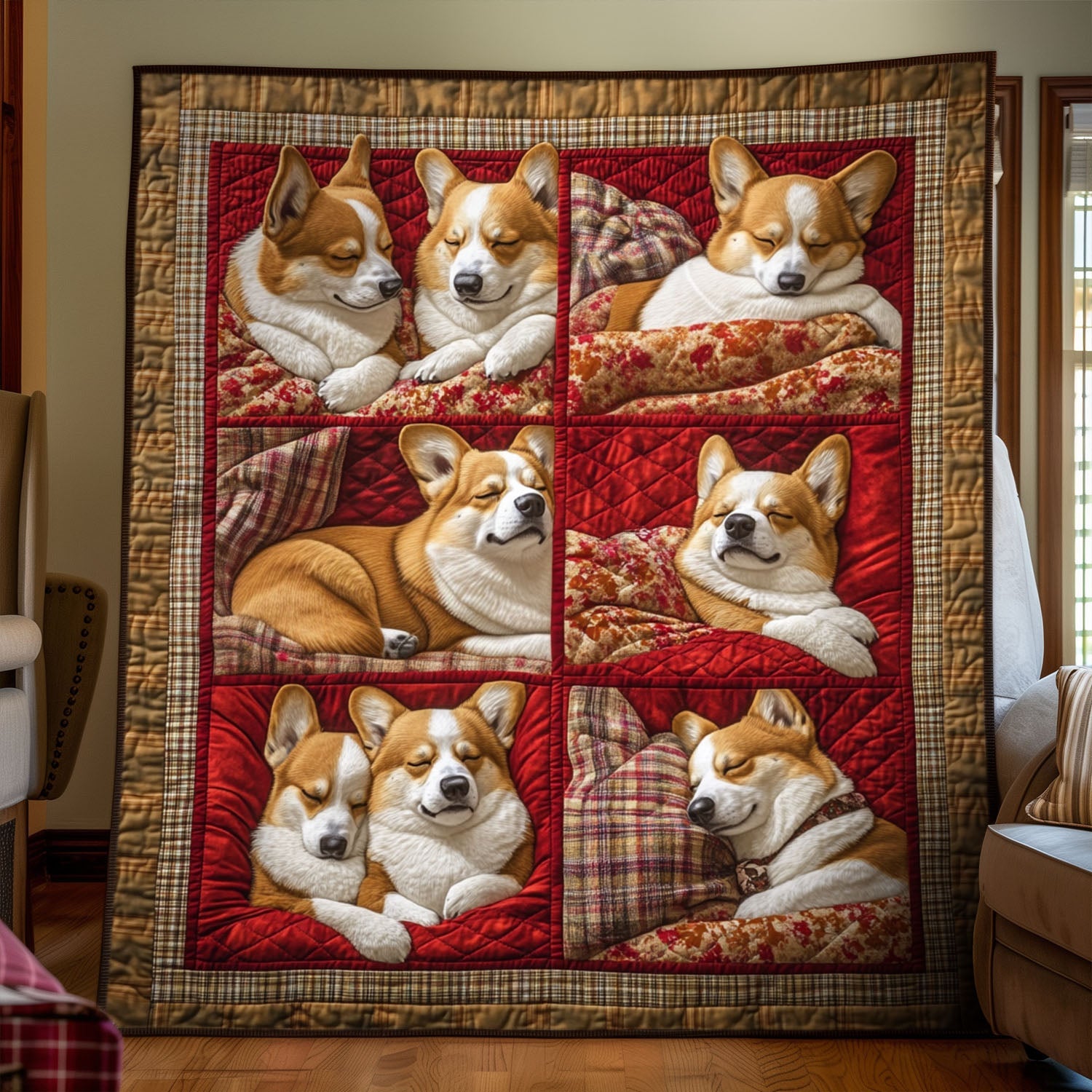 Corgi Charm Wrap Quilted Blanket Great Dog Christmas Gifts