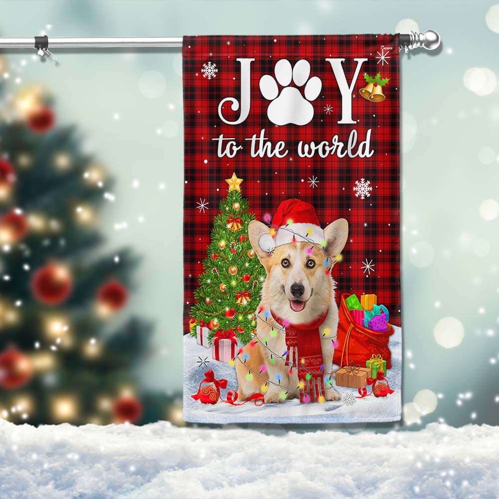 Corgi Christmas Flag Dog Joy To The World